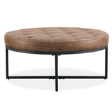 NNEDSZ Round Ottoman Footstool Bench Dark Brown