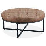 NNEDSZ Round Ottoman Footstool Bench Dark Brown