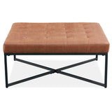 NNEDSZ Fabric Square Ottoman Footstool Bench Light Brown