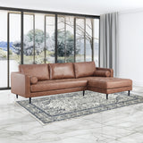 NNEDSZ 2 Seater Sofa Fabric Lounge Couch with RHF Chaise Dark Brown