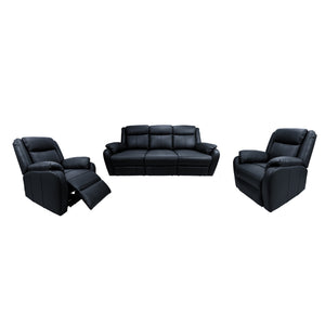 NNEDSZ 3+1+1 Seater Electric Recliner Genuine Leather Upholstered Lounge - Black