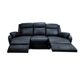 NNEDSZ 3+1+1 Seater Electric Recliner Genuine Leather Upholstered Lounge - Black