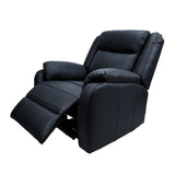 NNEDSZ 3+1+1 Seater Electric Recliner Genuine Leather Upholstered Lounge - Black