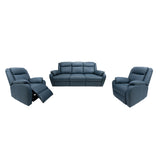 NNEDSZ 3+1+1 Seater Electric Recliner Genuine Leather Upholstered Lounge - Blue