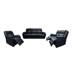 NNEDSZ 3+2+1 Seater Electric Recliner Genuine Leather Upholstered Lounge - Black