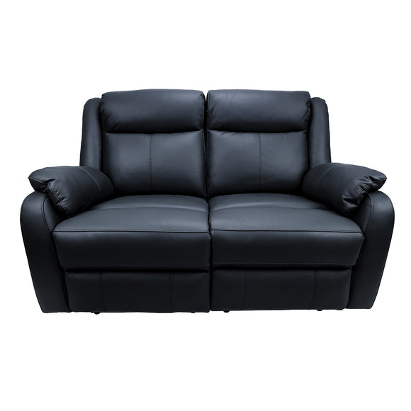 NNEDSZ 2 Seater Electric Recliner Genuine Leather Upholstered Lounge - Black