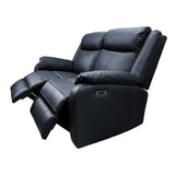 NNEDSZ 2 Seater Electric Recliner Genuine Leather Upholstered Lounge - Black
