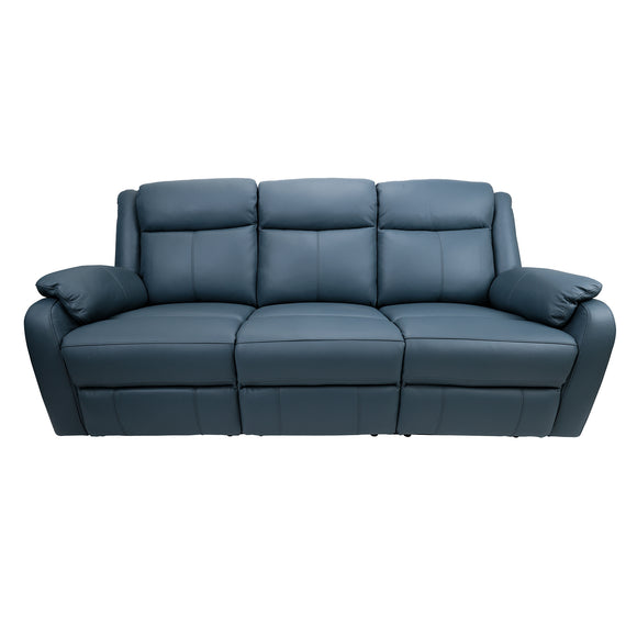 NNEDSZ 3 Seater Electric Recliner Genuine Leather Upholstered Lounge - Blue