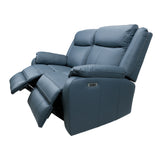 NNEDSZ 2 Seater Electric Recliner Genuine Leather Upholstered Lounge - Blue