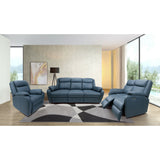 NNEDSZ 1 Seater Electric Recliner Genuine Leather Upholstered Lounge - Blue