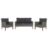 NNEDSZ Byron 3pc Rattan Outdoor Sofa Set 2 Seater Wicker Lounge 2 Arm Chair