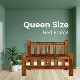 NNEDSZ Umber Bed Frame Queen Size Mattress Base Solid Pine Timber Wood - Dark Brown