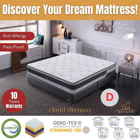 NNEDSZ Cloud Dreams Double Size Pocket Spring Luxury Plush Top 28cm Mattress