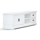 NNEDSZ Laelia ETU Entertainment TV Unit 220cm 2 Door Solid Acacia Wood Coastal - White