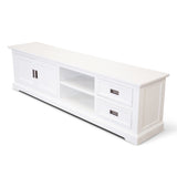 NNEDSZ Laelia ETU Entertainment TV Unit 220cm 2 Door Solid Acacia Wood Coastal - White