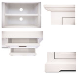 NNEDSZ Laelia ETU Entertainment TV Unit 220cm 2 Door Solid Acacia Wood Coastal - White