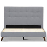 NNEDSZ Volga Queen Bed Platform Frame Fabric Upholstered Mattress Base - Grey