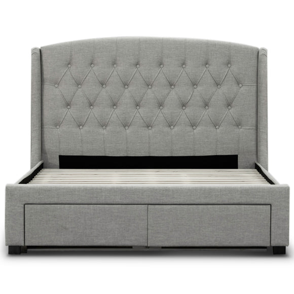 NNEDSZ Honeydew King Size Bed Frame Timber Mattress Base With Storage Drawers - Beige