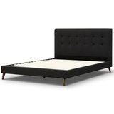 NNEDSZ Volga King Single Bed Platform Frame Fabric Upholstered Mattress Base - Charcoal