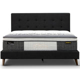 NNEDSZ Volga King Single Bed Platform Frame Fabric Upholstered Mattress Base - Charcoal