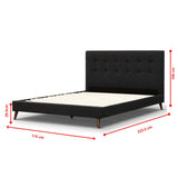 NNEDSZ Volga King Single Bed Platform Frame Fabric Upholstered Mattress Base - Charcoal