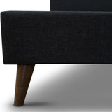 NNEDSZ Volga King Single Bed Platform Frame Fabric Upholstered Mattress Base - Charcoal