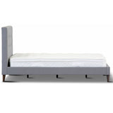NNEDSZ Volga King Single Bed Platform Frame Fabric Upholstered Mattress Base - Grey