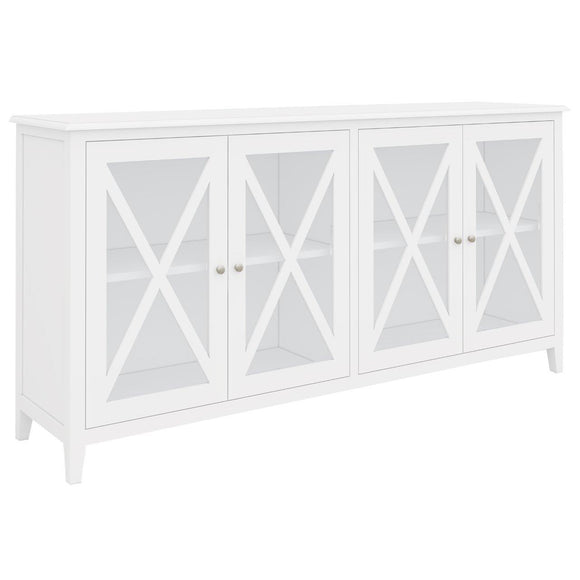 NNEDSZ Daisy Buffet Table 180cm 4 Glass Door Solid Acacia Wood Hampton Furniture -White