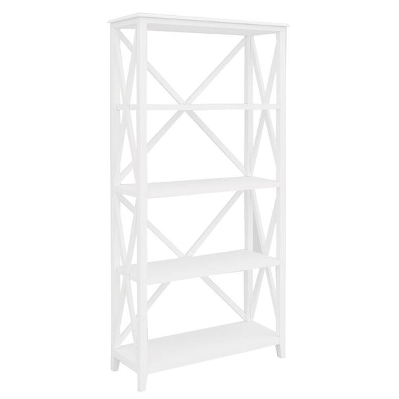 NNEDSZ Daisy Bookshelf Bookcase 4 Tier Solid Acacia Wood Hampton Furniture - White