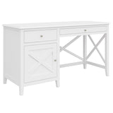 NNEDSZ Daisy Study Computer Desk 140cm Office Executive Table Solid Acacia Wood - White