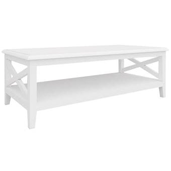 NNEDSZ Daisy Coffee Table 120cm Rectangular Solid Acacia Wood Hampton Furniture - White