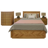 NNEDSZ Rosemallow 4pc King Bed Frame Bedroom Suite Timber Bedside Tallboy Package Set