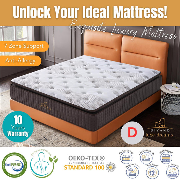 NNEDSZ Luxe Dreams Double Size 7 Zones Pocket Spring Premium Medium Feel 34cm Mattress