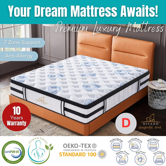 NNEDSZ Majestic Rest Double 7 Zones Luxury Premium Firm Pocket Spring 34cm Mattress