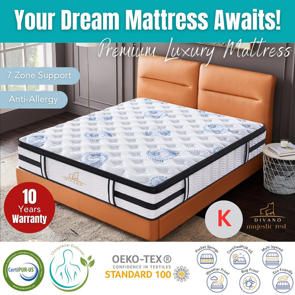 NNEDSZ Majestic Rest King Size 7 Zones Luxury Premium Firm Pocket Spring 34cm Mattress