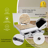 NNEDSZ Celosia Queen Size Bed Frame Timber Mattress Base With Storage Drawers - White