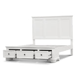 NNEDSZ Celosia Queen Size Bed Frame Timber Mattress Base With Storage Drawers - White