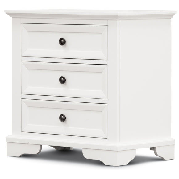 NNEDSZ Celosia Bedside Table 3 Drawers Storage Cabinet Nightstand End Tables - White