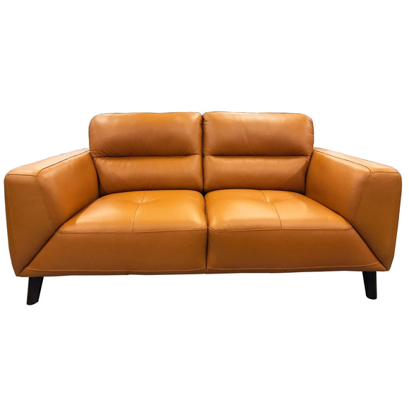 NNEDSZ Downy  Genuine Leather Sofa 2 Seater Upholstered Lounge Couch - Tangerine
