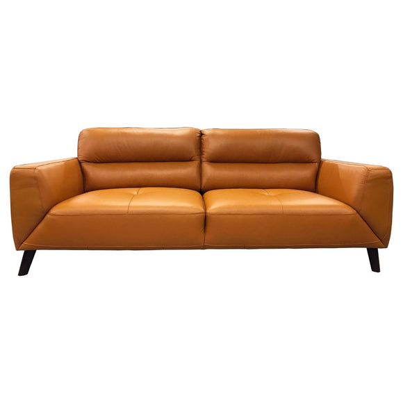 NNEDSZ Downy  Genuine Leather Sofa 3 Seater Upholstered Lounge Couch - Tangerine