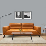 NNEDSZ Downy  Genuine Leather Sofa 3 Seater Upholstered Lounge Couch - Tangerine