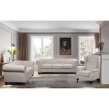 NNEDSZ Mellowly 2 Seater Sofa Fabric Uplholstered Chesterfield Lounge Couch - Beige