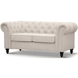NNEDSZ Mellowly 2 Seater Sofa Fabric Uplholstered Chesterfield Lounge Couch - Beige