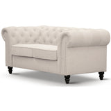 NNEDSZ Mellowly 2 Seater Sofa Fabric Uplholstered Chesterfield Lounge Couch - Beige