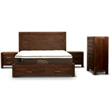 NNEDSZ Comfortis 4pc Queen Bed Frame Suite Bedside Tallboy Furniture Package - Walnut