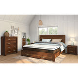 NNEDSZ Comfortis 4pc Queen Bed Frame Suite Bedside Tallboy Furniture Package - Walnut
