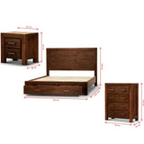 NNEDSZ Comfortis 4pc Queen Bed Frame Suite Bedside Tallboy Furniture Package - Walnut