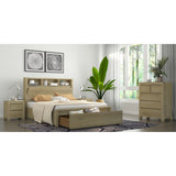 NNEDSZ Brunet Bed Frame King Size Timber Mattress Base With Storage Drawers Brush Smoke