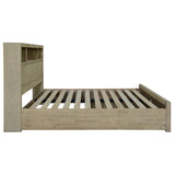 NNEDSZ Brunet Bed Frame King Size Timber Mattress Base With Storage Drawers Brush Smoke