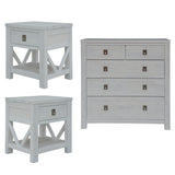 NNEDSZ Myer 3pc Set 2 Bedside Tallboy Storage Cabinet Side End Table White Wash